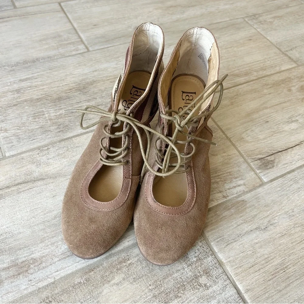 Anthropologie Latigo Soleil Suede Lace Up Bootie